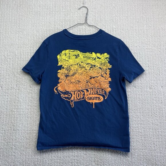Boys GAP Kids X Hot Wheels Shirt Size XXL Doodle Graphic Tee Skate Racing Blue - Picture 1 of 13
